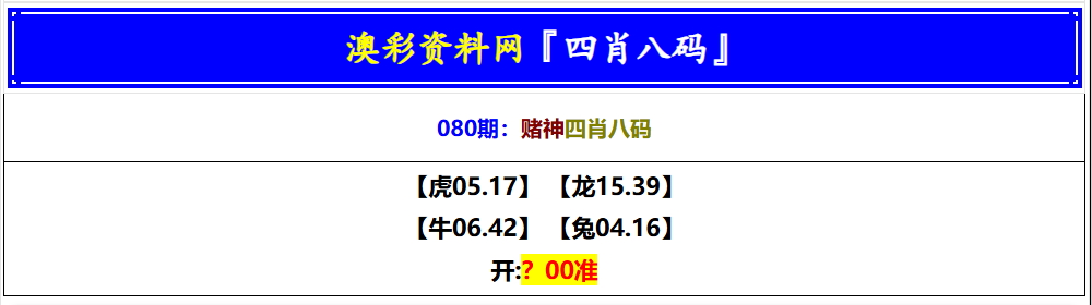 080期赌神四肖八码[图]